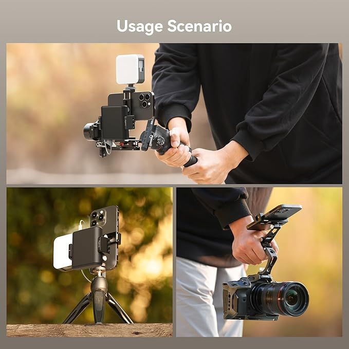 SMALLRIG Metal Phone Holder Support with Cold Shoe Mount, Universal Smartphone Adapter Support Free Adjustment Joints, Phone Tripod Mount for iPhone 17/16/15, for Samsung Galaxy etc-4382