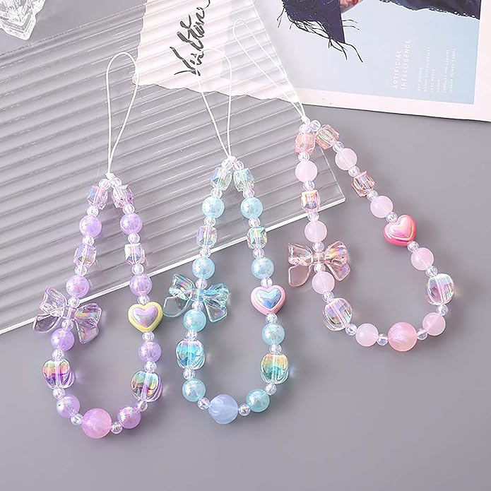 Beaded Phone Charm Lanyard Strap Girly Style Fixed Beads Pearl Lanyards