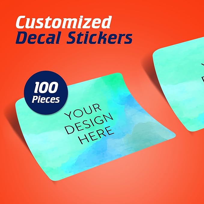 100 Custom Vinyl Stickers - Upload Your own Image, Text, Design, Logo - Personalized Logo Labels for Handmade, Packaging, Bottle, Jars, Candle, Brand Stickers (Blue Green, 6x4)