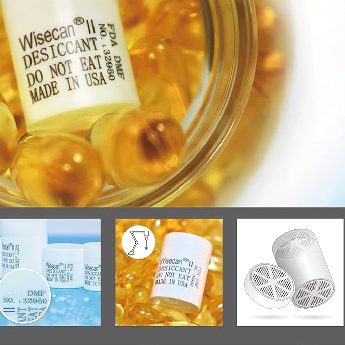 2 Gram 500 Pack Silica Gel Canister, Desiccant Canister, Silica Gel Capsules, Desiccant Capsules, Moisture Absorbers for Food Storage, Food Safe Dehumidifiers Wisecan