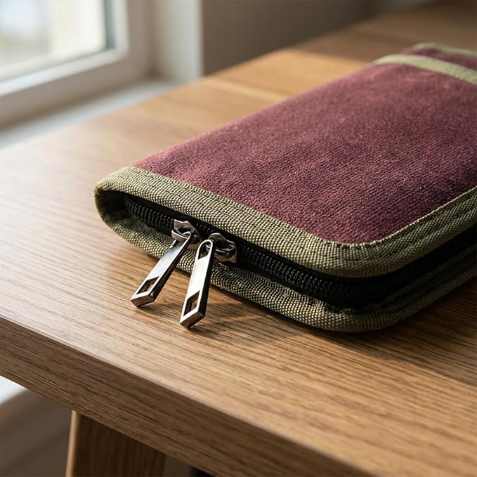 EHRGK Field Notes Notebooks Cover,Journal Cover for 3.3 x 5.5 Field Notes Moleskine Cahier,Water Resistant Pocket Notebook Cover for Journal Notebook Planner with Zipper Pen Holder,Waxed Canvas