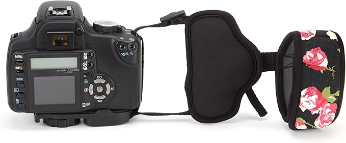 USA Gear DualGRIP Professional Grip Camera Hand Strap with Neoprene Design and Metal Plate - Compatible with Canon, Fujifilm, Nikon, Sony, and more DSLR, Mirrorless, Point & Shoot Cameras (Floral)