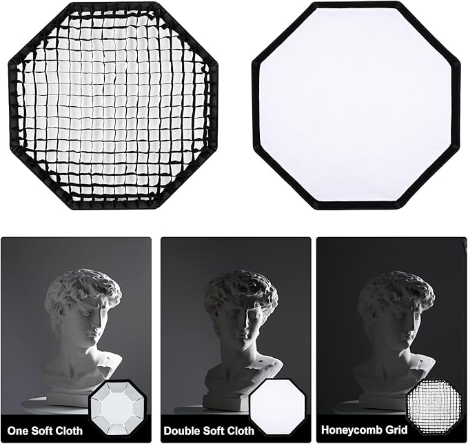 Godox FW95 37 inch/95cm Octagon Softbox Reflector with Honeycomb Grid and Bag for Speedlight Flash(Bowens Mount)