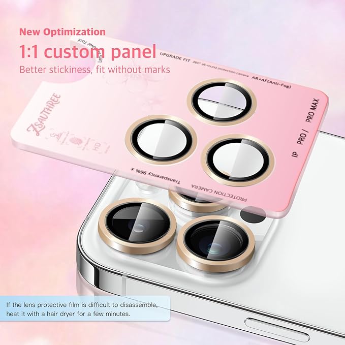 Top-Notch 9H+ Glass Lens Protector for iPhone 16 Pro Max/16 Pro,1:1 Invisible Fit,Ultra Clarity with 99.9% Light Transmission,Impact & Scratch Resistance,Smudge-Free (Desert Gold)