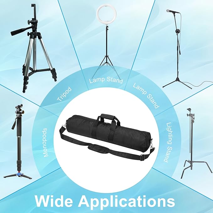 PATIKIL Tripod Carrying Case, 25.6" x 5.1" Heavy Duty Nylon Padded Tripod Bag with Adjustable Shoulder Straps and Handles for Light Stands Umbrellas Tripods Mic Speaker Stand, Black