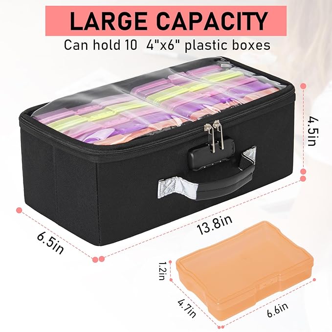 IBVIVIC Photo Storage Box with 10 Inner 4" x 6" Photo Case (Multiple Colors), Photo Box Organizer with Lock, Portable Photo Storage Containers with Transparent Cover