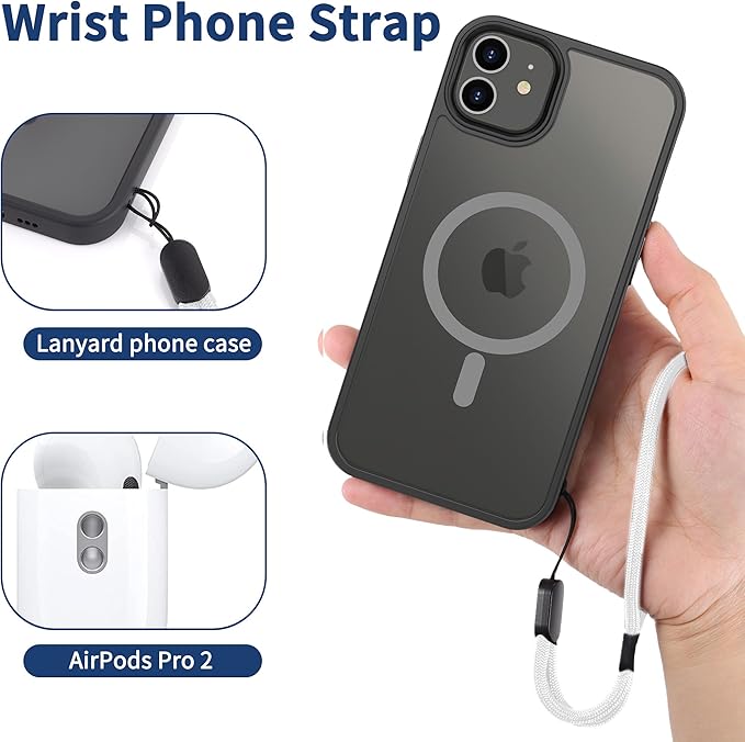 CACOE Phone Lanyard 2 Pcs-1 Pcs Adjustable Neck Strap, 1 Pcs Wrist Strap, 2 Pads, Universal Crossbody Multifuctional Cell Phone Lanyards Compatible with Most Smartphones(White)