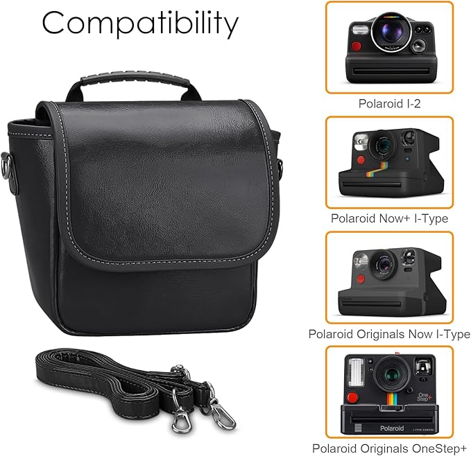 Fintie Camera Bag Compatible with Polaroid Now+ Generation 3/2/1 I-Type, Polaroid Now Gen 3rd/2nd/1st, OneStep 2 VF, I-2 Instant Film Camera Travel Shoulder Case with Adjustable Strap Accessories