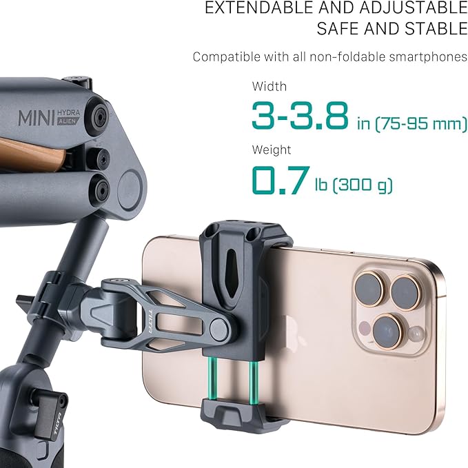Tilta Rotatable Phone Mount for Tripod & Camera | Universal 1/4"-20 Screw Mount | Adjustable Rotation | Compatible with iPhone, Camera Cages & Accessories – Black