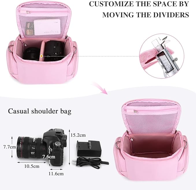 G-raphy Camera Bag Case Pink Small Photography Bags DSLR SLR MIRRORLESS BAG with Removal Straps