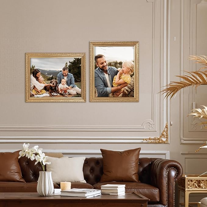 Edenseelake 11x14 Picture Frames Set of 2, Vintage Gold 11 x 14 Poster Frame for Wall Hanging Vertical and Horizontal
