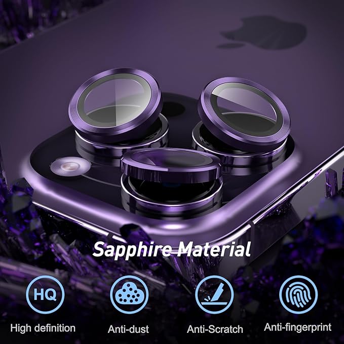 Jeluse Camera Lens Protector for iPhone 17 Pro Max/17 Pro/16 Pro Max/16 Pro/15 Pro Max/15 Pro/14 Pro Max/14 Pro, 9H Tempered Glass Screen Protector Cover Alignment Kit Metal Individual Ring