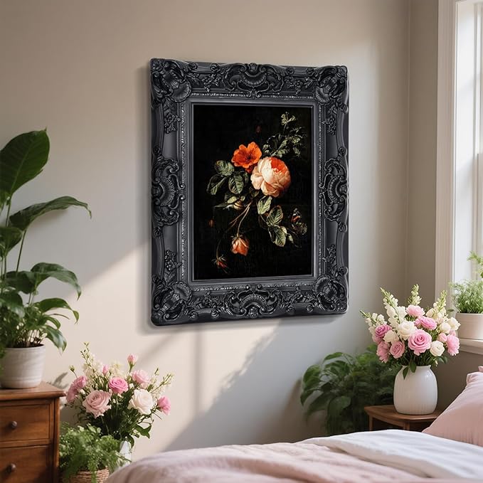 12x16 Black Frame,Gothic Ornate Large Picture Frame for Vintage Wall Hanging,Home Decor,Photo Display,Art