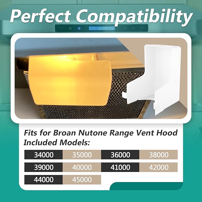 99110437 Range Hood Light Lens Cover Fit for 41000 40000 42000 45000 BP43 S99110437 99110437 Series Range Hood Models, White and Doesn't Yellow Easily