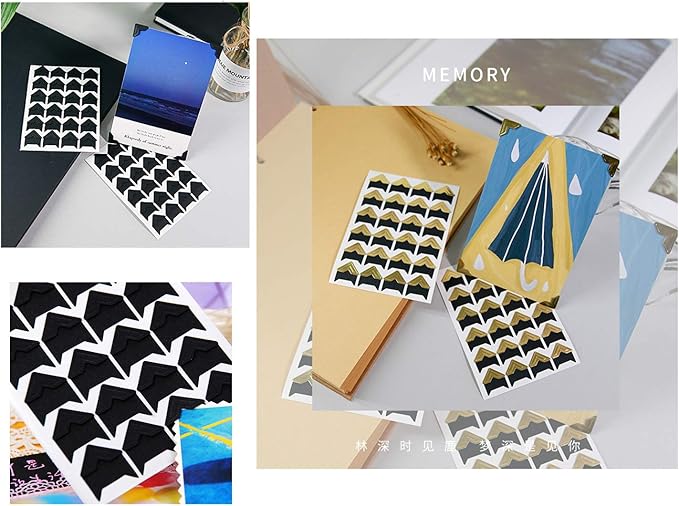 10 Sheet (240-pack) Photo Corners Self Adhesive Photo Foto Corner Stickers for Scrapbooking Personal Journal (Style2-10sheet Gold)