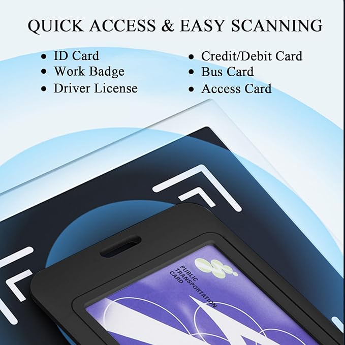 Larpur 2 Pack Vertical ID Badge Holders Hard Plastic Sliding Card Cases with Clear ID Window for School, Office, Factory, Black