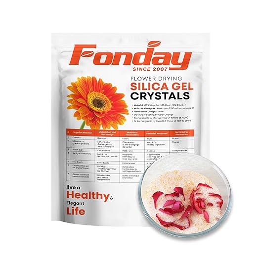 2LBS Fonday Silica Gel Flower Drying Crystals for Wedding Bouquet Preservation Color Indicating Reusable Bead Size Less Than 1mm