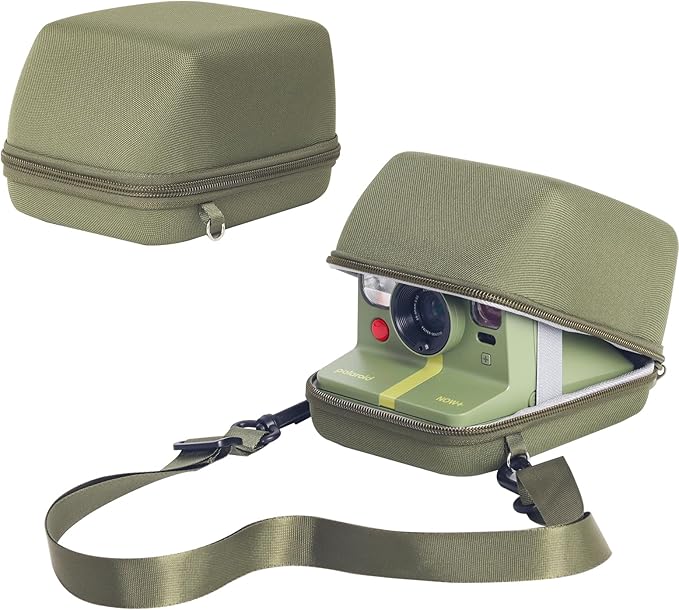 WOGOZAN Protective Case for Polaroid Now 2nd/3rd, Now+ Gen 2/3rd, I-Type, OneStep+, Onestep 2, FILP, Instant Film Camera - Hard Shell Camera Case with Adjustable Shoulder Strap (Green) (No Camera)