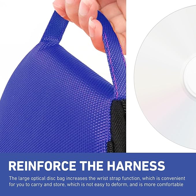1 PC Car CD Case, Oxford Cloth Round CD Storage Bag with Handle, Waterproof Portable Large Capacity DVD Wallet File Organizer, Universal for Most Cars, Homes (Blue)