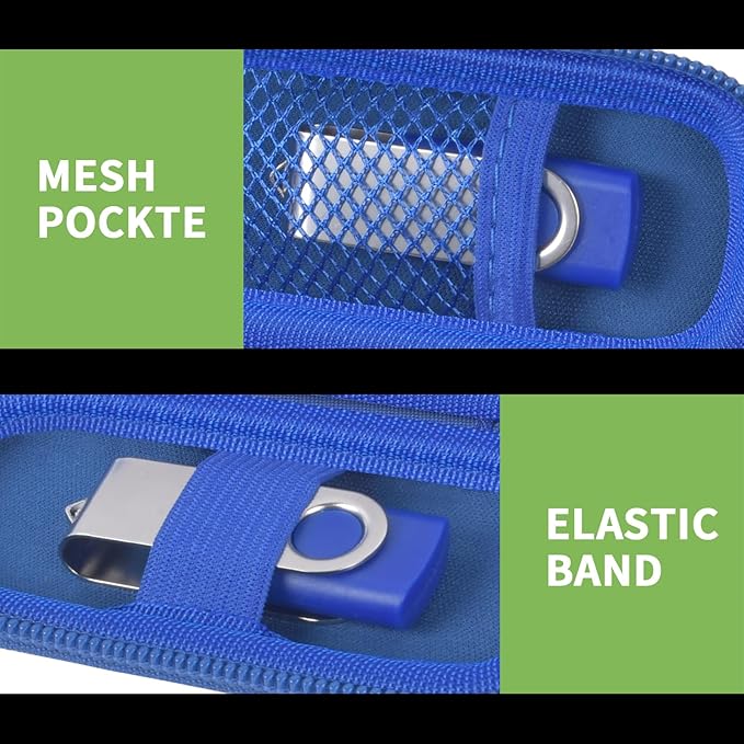 USB Flash Drive Case, SD Card Holder Compatible with Thumb Drive, Memory Cards, SDXC SDHC Storage Bag, Electronic Accessories Organizer for SanDisk for Samsung for Inland (Blue)
