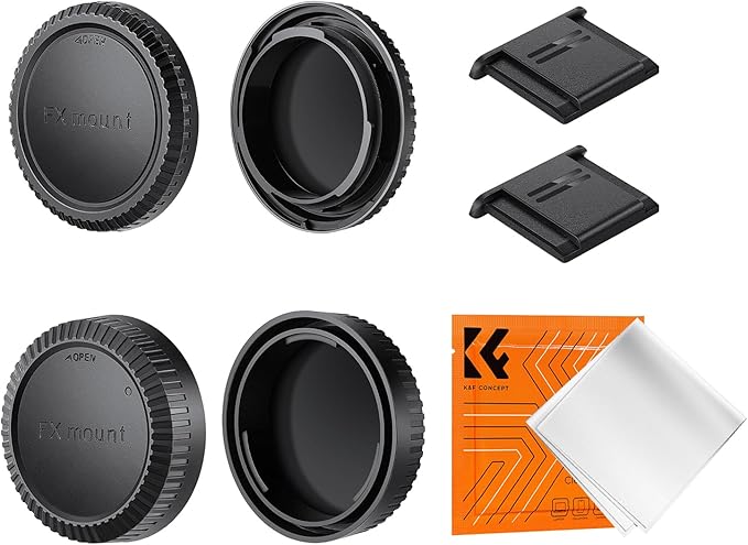 K&F Concept X Mount Body Cap Cover & Rear Lens Cap & Hot Shoe Cover Kit for Fuji Fujifilm X Mount X-Pro2 X-Pro3 X-T2 X-T3 XT4 XT5 X-E4 X-T30 X-E2 X-E2s X-E3 X-E4 X-A10 X-A7 X-A5