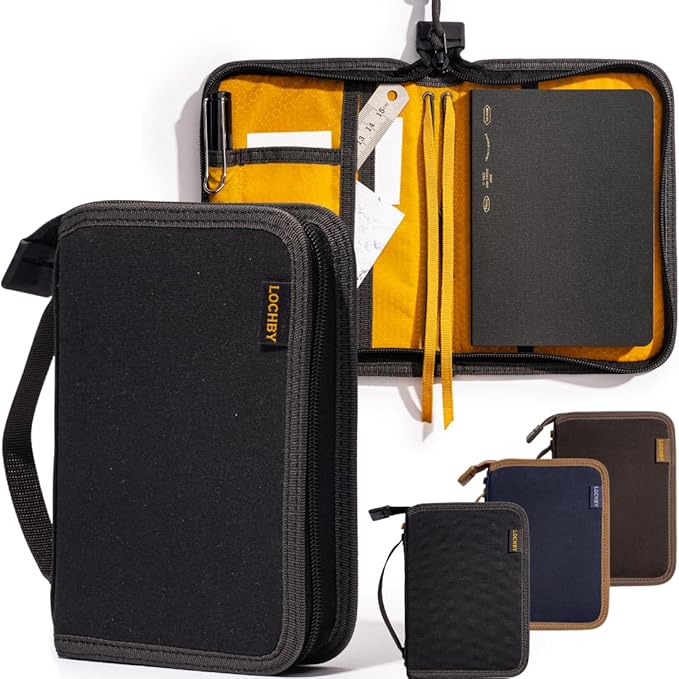 LOCHBY® Field Folio A6 | Zippered Notebook Cover | Water-Resistant Waxed Canvas | Ideal for Travel, Art, & Bullet Journals