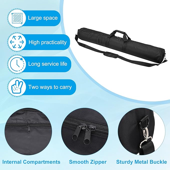 PATIKIL Tripod Carrying Case, 35.4" x 5.1" Heavy Duty Nylon Padded Tripod Bag with Adjustable Shoulder Straps and Handles for Light Stands Umbrellas Tripods Mic Speaker Stand, Black