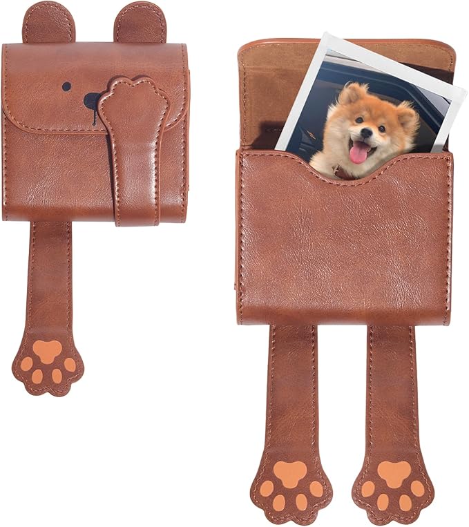 WOGOZAN Square Album for Fujifilm Instax Square/SQ1/SQ40/SQ6/SQ10/SQ20/SP-3 Instant Camera 2.9x3.4 Inch Films for Instax Square Film, SQ Photo Pouch Bag with PU Leather Material (Brown Bear)