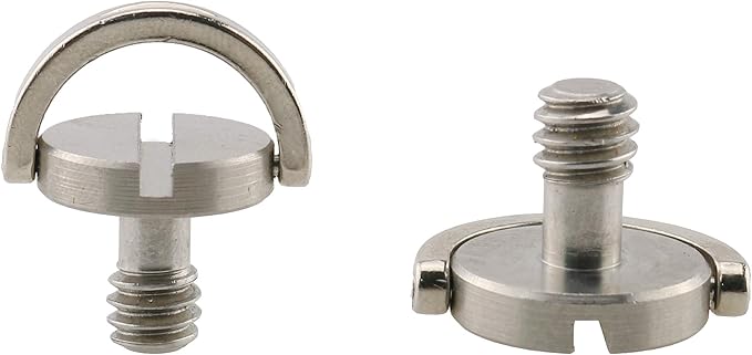 HJ Garden 2pcs 1/4-20 Thread D-Ring Stainless Steel Camera Fixing Screws for Camera Tripod Monopod QR Plate,D Shaft Quick Release Plate Mounting Screw 20mm Length