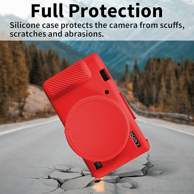 Camera Case for Sony ZV-1, ZV1 Camera Cover Silicone Camera Sleeve Body Skin Protective Case with Removable Lens Cap for Sony ZV 1 Digital Camera, Red