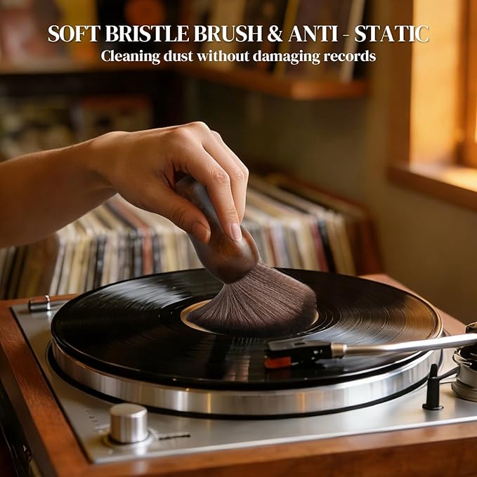 Vinyl Record Cleaning Brush - Anti Static Dust Wooden Vinyl Cleaner Brush - Record Player Accessories