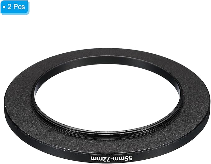 PATIKIL 55mm-72mm Metal Step Up Ring, 2 Pack Camera Lens Filter Adapter Ring Aluminum Filter Adapter Ring for Camera Lenses Hood, Black