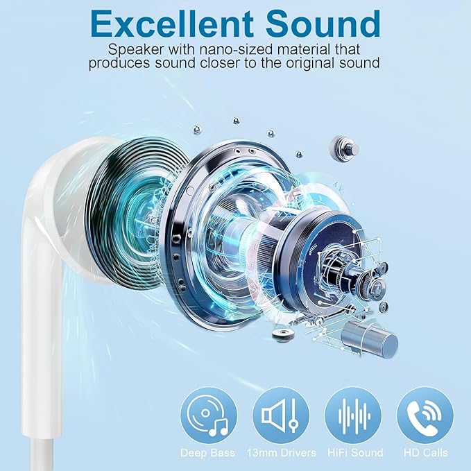 2 Pack-USB C Headphones for iPhone 17/16/15 Pro Max,Type C Earbuds Wired Earphones with Mic & Remote Control Noise Cancelling for iPhone 17/16/15 Plus/Air/Pro, iPad Pro, Galaxy S25/S24/S23/S22,Note 20