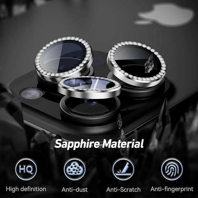 Jeluse Camera Lens Protector for iPhone 17 Pro Max/17 Pro/16 Pro Max/16 Pro/15 Pro Max/15 Pro/14 Pro Max/14 Pro, 9H Tempered Glass Screen Protector Cover Alignment Kit Metal Individual Ring