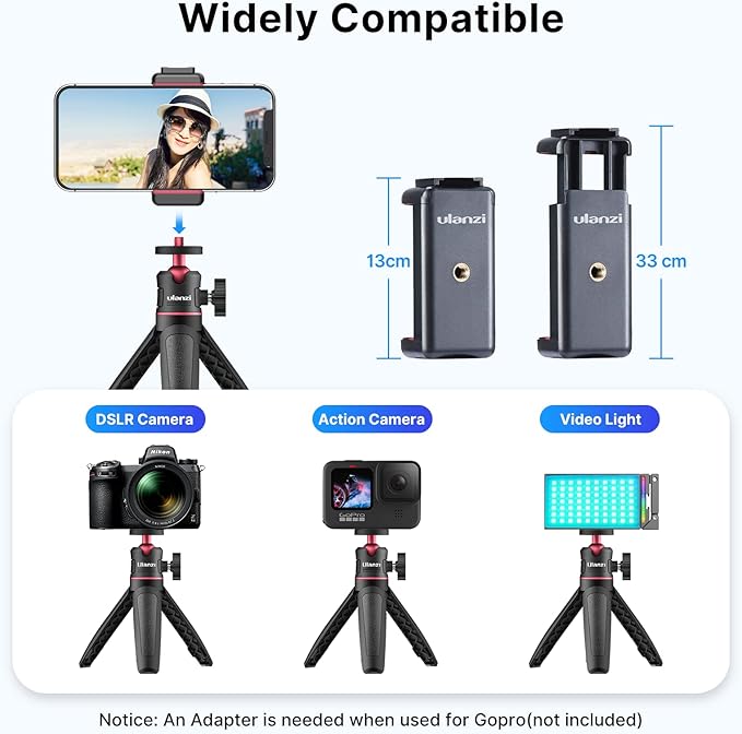 ULANZI MT-08 Extension Pole Tripod, Mini Selfie Stick Tripod Stand Handle Grip f Osmo Pocket3 Xtra Muse iPhone 17 11 Pro Max Smartphone Canon G7X Mark III Sony ZV-1 RX100 VII A6400 A6600 Cams Vlogging