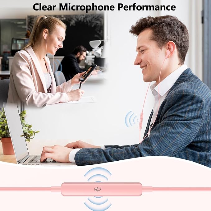iMangoo for Apple/Android Wired Headphones USB C Earbuds HiFi Sound Earphones with DAC Chip with Microphone for iPhone 17 Air 16 15 Pro Max, Type C Ear Buds USBC Headset for Samsung S26 S25 S24 Pink