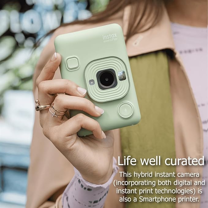 Fujifilm Mini LiPlay Hybrid Instant Camera with Mini Film, 32GB microSD Card, Charging Cable, Hand Strap and Pixibytes Microfiber Cleaning Cloth... (Matcha Green + 40 Sheets)
