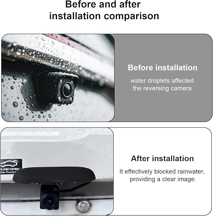Backup Rear Camera Protective Cover, Silicone Backup Camera Rain Shield Car Rear View Modification Rain Cover Sticker for All Vehicle Automotive Exterior Accessories (Black)