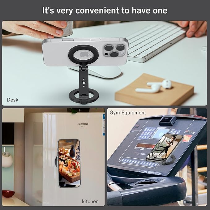VRIG MG-26 Dual Magnetic Phone Tripod Mount with 1/4" Screw Hole Compatiable with Mag Safe for iPhone 16 15 14 13 12 All Series, Foldable Portable Magnetic Phone Stand for Travel, Car, and Gym