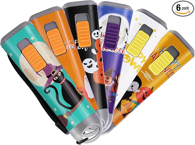 EverBrite 6-Pack LED Flashlights Halloween Gifts, Mini Flash Lights Handheld Torch with Lanyard, 18 AAA Batteries Included, Mixed Color