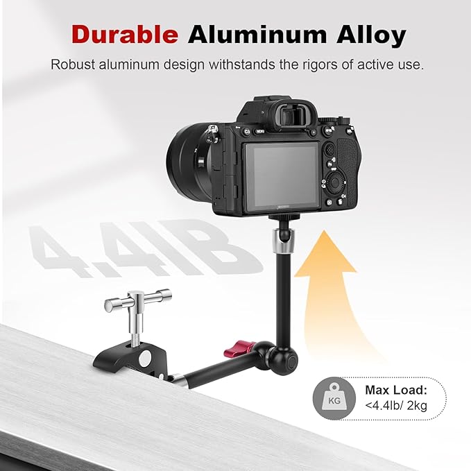 11" Articulating Magic Arm Clamp Mount, Magic Arm Camera Mount with Super Clamp, Magic Arm Crab Clamp for DSLR Action Camera Monitor Video Light, Max. Load 4.4lbs for Table & Tube (SY009)