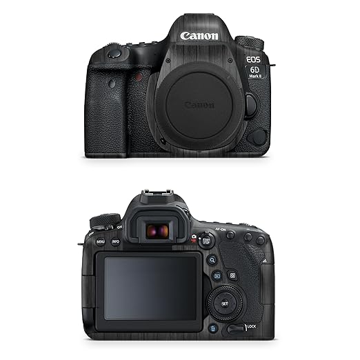 Camera Skin Compatible with Canon EOS 6D Mark II Camera (2017) - Black Wood - Premium 3M Vinyl Protective Wrap Decal Cover - Easy to Apply | Crafted in The USA by MightySkins