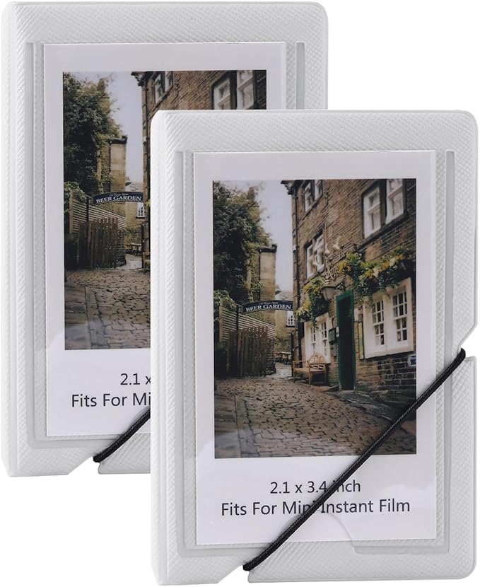 Mini Instant Film Polaroid Photo Album Book For 3 Inch Fujifilm Instax Mini 12 11 9 99 8 7+ 40 EVO Camera Film, HP Sprocket, K-pop Photocards (White, 2 Pack)