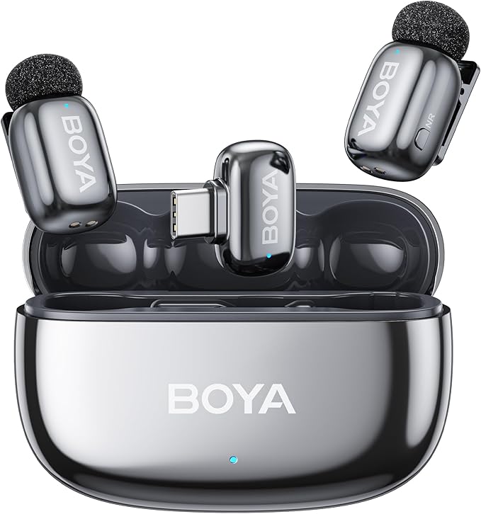 BOYA mini 2 Wireless Lavalier Microphone for iPhone 15/16/17 & Android,AI Noise Cancellation,App Control, 30H Battery Life with Charging Case,Lapel Microphone Wireless for Video Recording Podcast Vlog