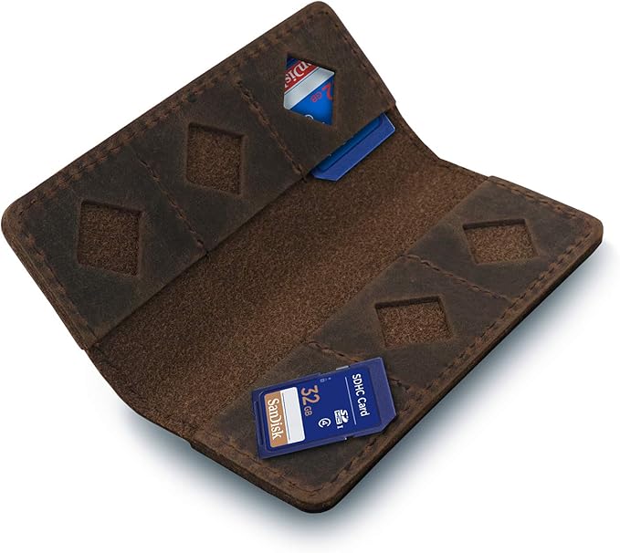 MegaGear Leather SD Card Holder with 12 Card Slots