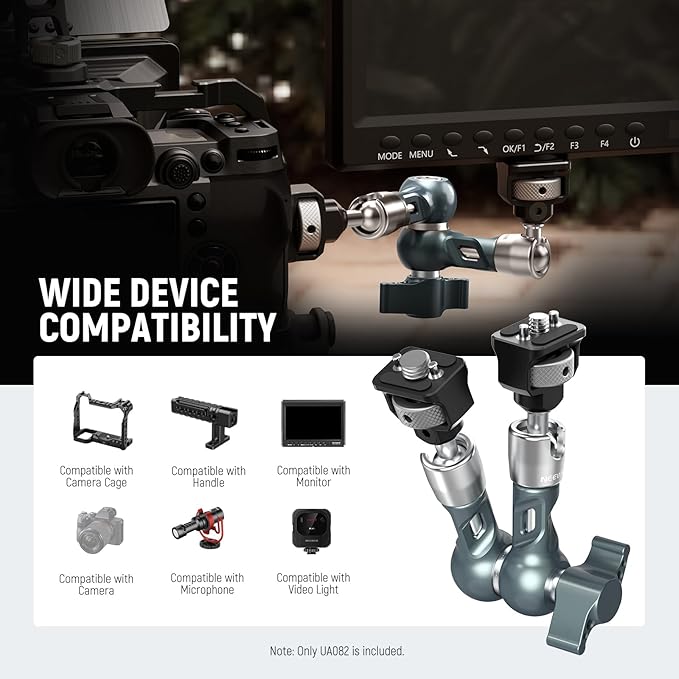 NEEWER 7" Articulating Magic Arm, Camera Monitor Mount Ball Heads Anti Twist Pins 1/4" 3/8" Screws for DSLR Action Camera Webcam Video Light Compatible with SmallRig Cage Rig, Max Load 6.6 lbs, UA082