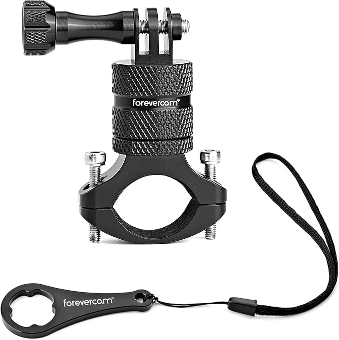 Forevercam Bike Handlebar Mount for Gopro Hero 13 12 11 10 9 8 DJI Osmo Insta360 AKASO and Other Action Camera Aluminum Motorcycle Handlebar Mount 360°Rotation