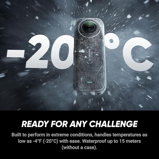 Insta360 X5 Ski Bundle - Waterproof 8K 360 Camera, Invisible Selfie Stick Effect, Leading Low Light, Rugged & Replaceable Lens, 3-Hour Battery, Clear Audio, Stabilization