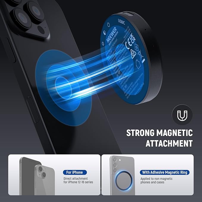 NEEWER Entry Level Version Magnetic Selfie Light Compatible with MagSafe iPhone, 1W Clip on Metal LED Phone Fill Ring Lighting for Laptop Video Conference Makeup Recording, CRI95+ 840lux/0.2m, NL32R