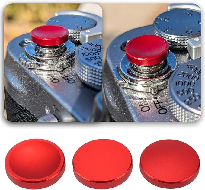 eMagTech 3pcs Red Aluminum Shutter Release Button Concave Convex Flat Compatible with Fujifilm Compatible with Canon